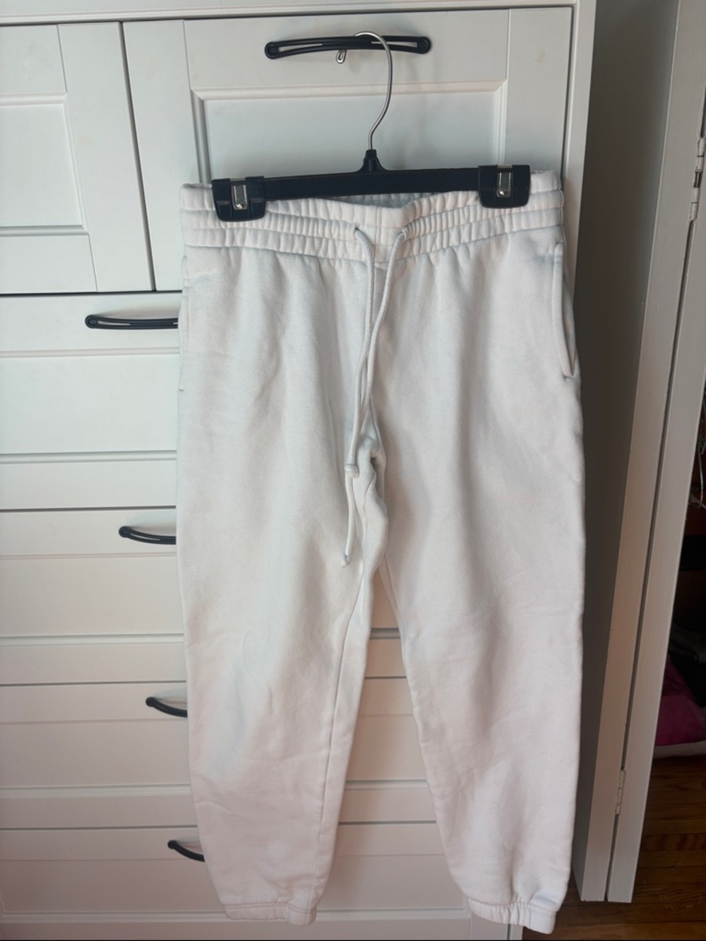 Aritzia White Drawstring Jogger Sweatpants